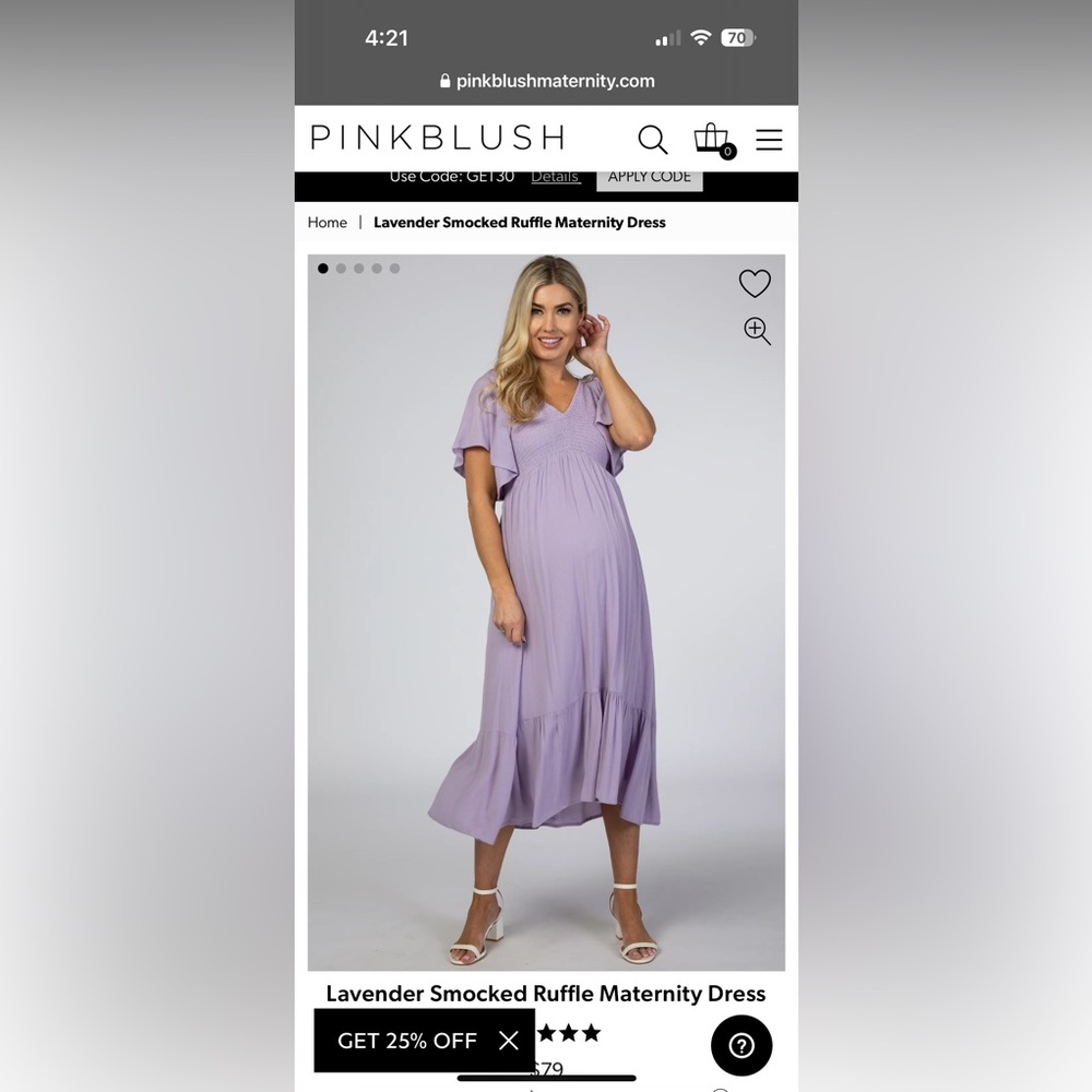 Lavendar smock ruffle maternity dress